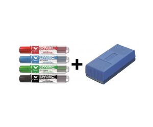 PILOT V-BOARD MASTER M KOMPLET 4 KOLORY +GĄBKA